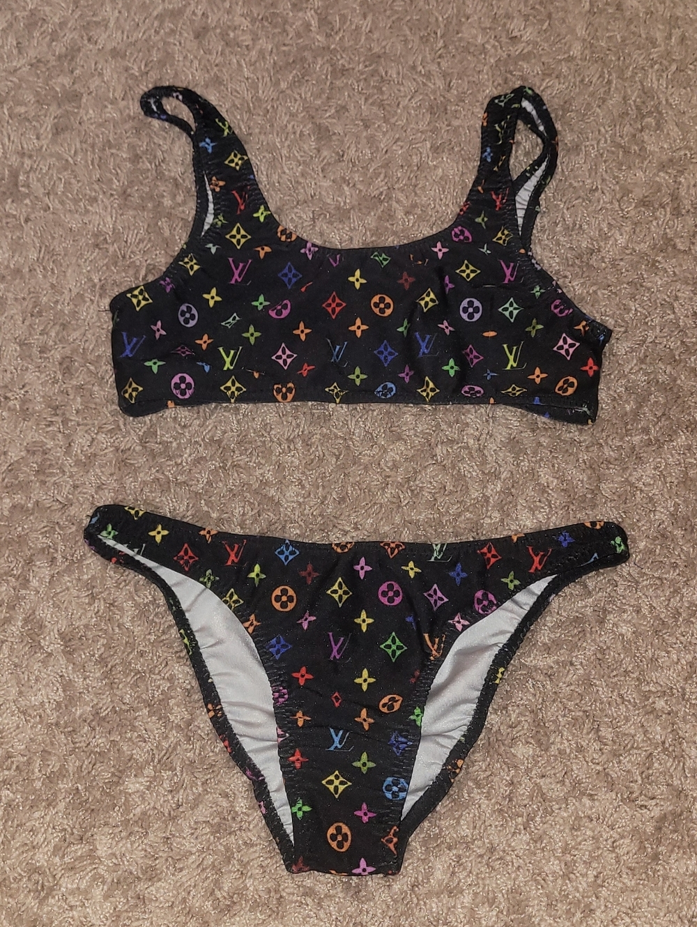 Black And Rainbow LV Bikini